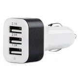 Biała ładowarka samochodowa USB z 3 portami