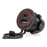 Wodoodporna ładowarka samochodowa do telefonu 12/24V z portami USB i USB-C