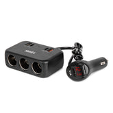 Potrójne gniazdo zapalniczki z portami USB i cyfrowym wyświetlaczem