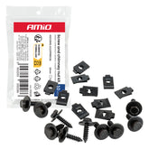 Universalt skrue- og monteringsclipsæt med 18 mm monteringsplade