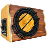 Subwoofer samochodowy 200W RMS – bas do bagażnika 3800W z wykończeniem drewnopodobnym i dużym głośnikiem niskotonowym