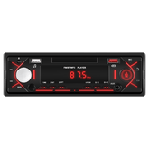 Universel 1-DIN radio m. Bluetooth, FM & USB – MP3 Afspiller med LED Display med rødt lys og USB-porte.