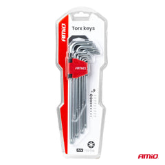 Organizer z długimi kluczami Torx w rozmiarach od T10 do T50