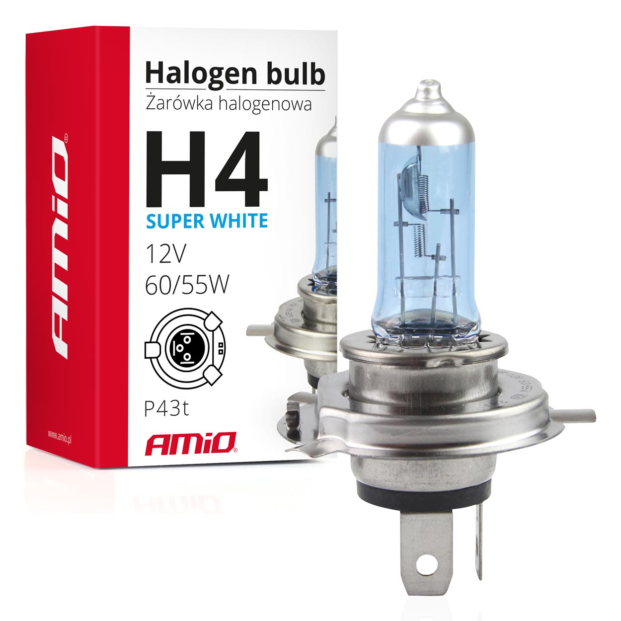 Żarówka halogenowa H4 Super White z filtrem UV