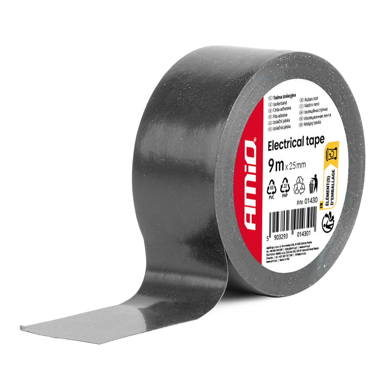 Czarna taśma 25 mm x 9 m w opakowaniu 9 sztuk