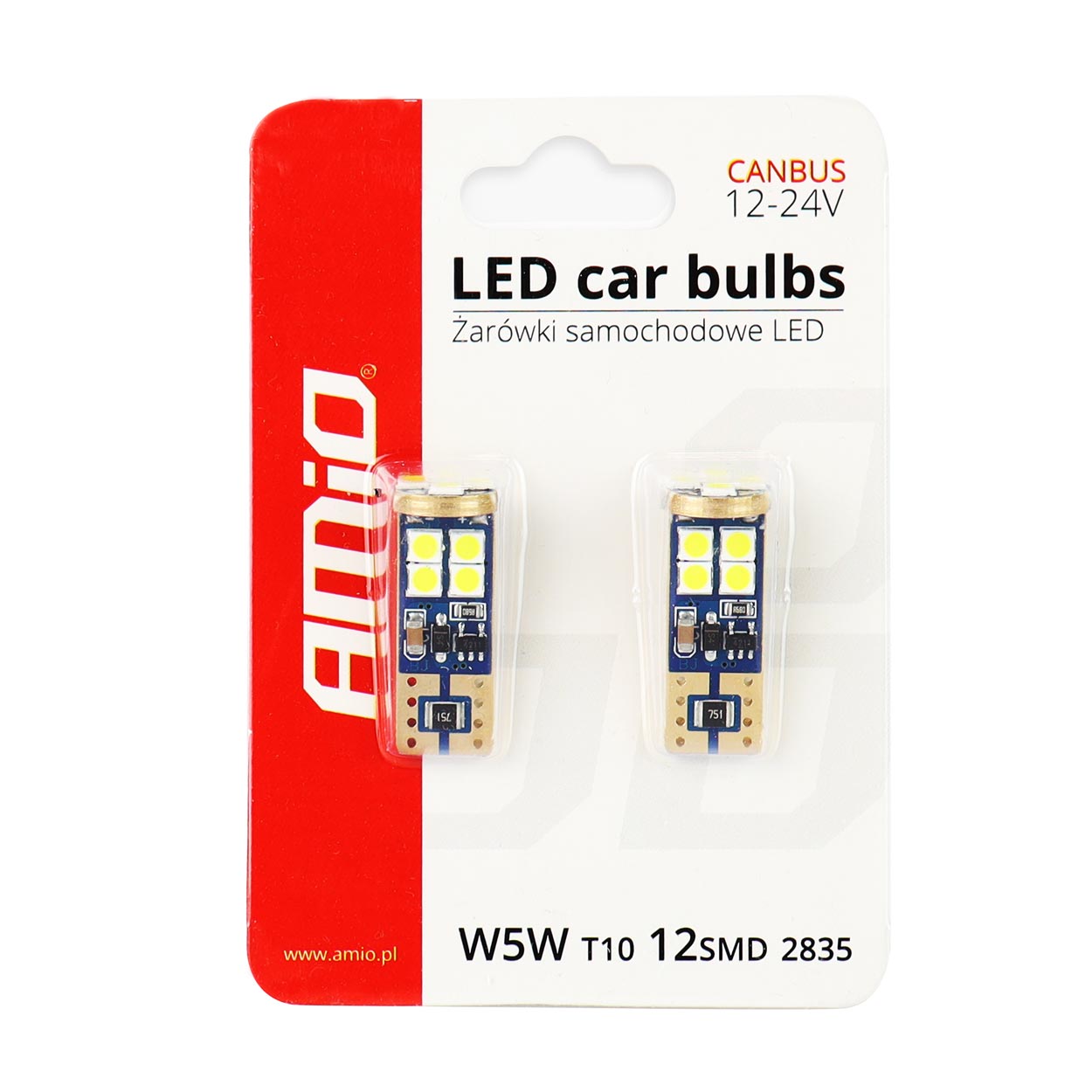 Żarówka LED T10e W5W z białym światłem