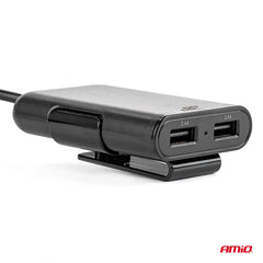 Samochodowa ładowarka USB z portami USB z przodu i z tyłu