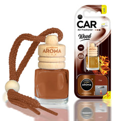 Odświeżacz powietrza do samochodu Aroma Wood Fire z szklaną buteleczką i drewnianą zatyczką
