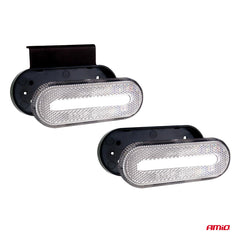 Oval hvid LED-markeringslygte med monteringsbeslag