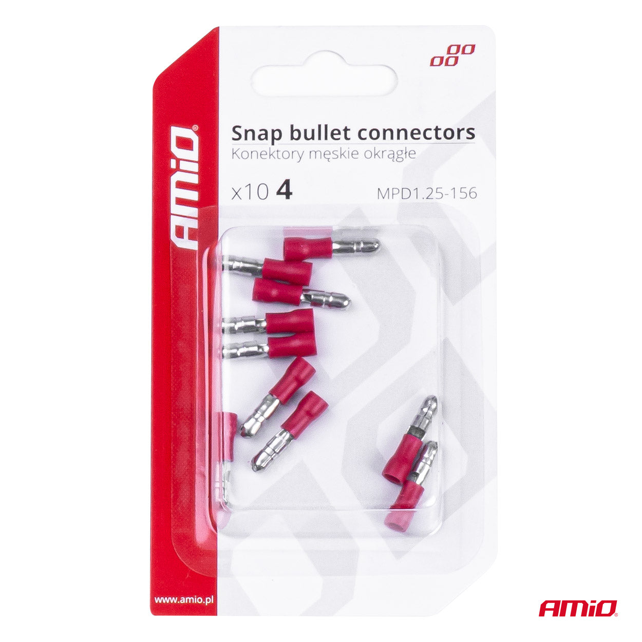 Fortinnede snap-kabelsko han, 4 mm diameter