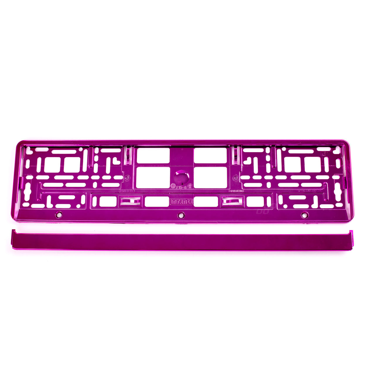Pink metallic nummerpladeramme i plast