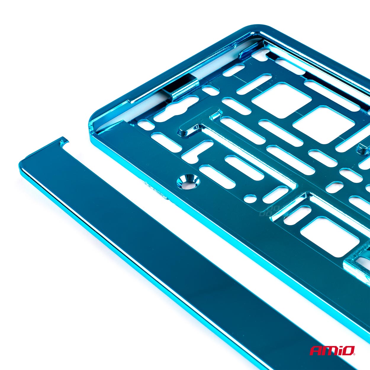 Plastikowa ramka tablicy rejestracyjnej z wykończeniem turkusowy metallic