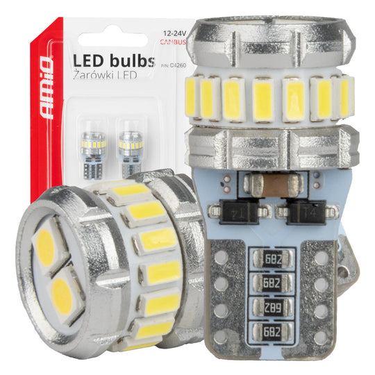 Żarówka LED T10 W5W z CANBUS i białym światłem