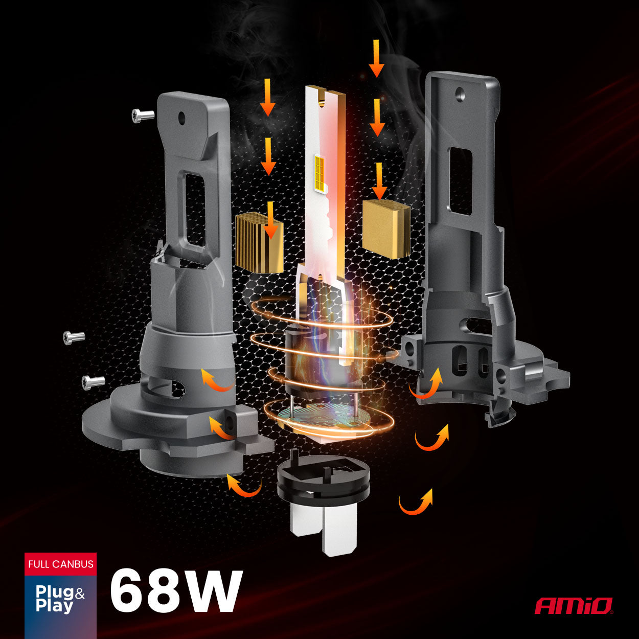 F25 PRO BLACK LED-forlygte set fra siden