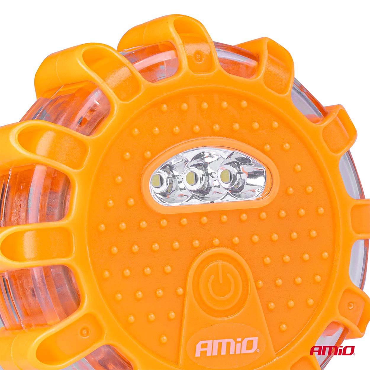 Orange LED-advarselslampe med lommelygtefunktion