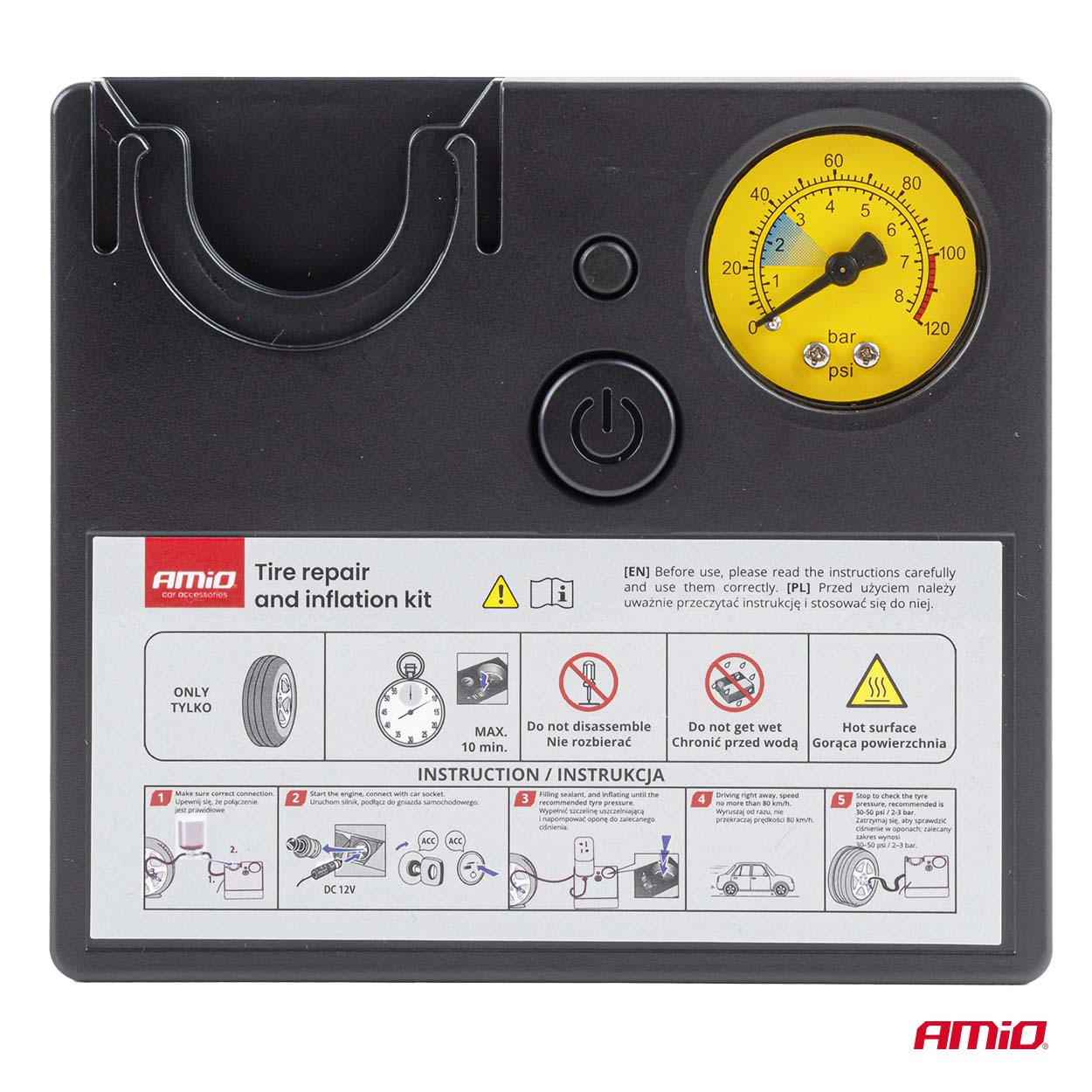 Kompresor 12V z manometrem do opon samochodowych