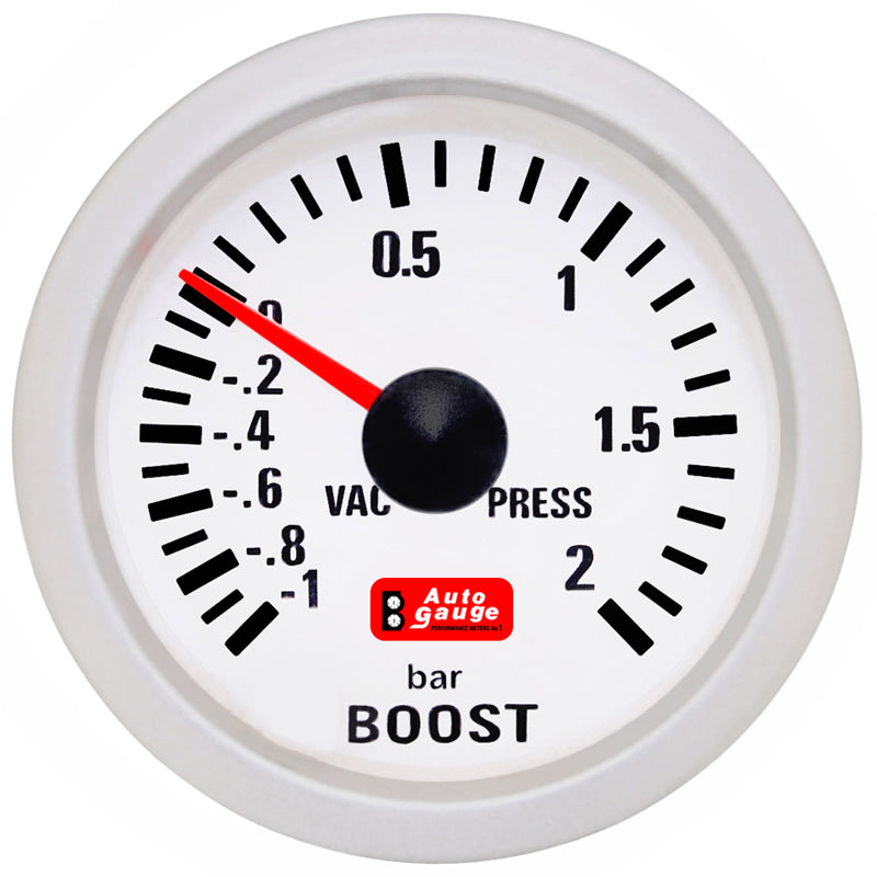 Barometr biały 2 cale Auto Gauge