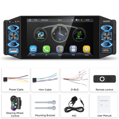 1 DIN radio 5" z ekranem dotykowym i bezprzewodowym Apple CarPlay oraz Android Auto 