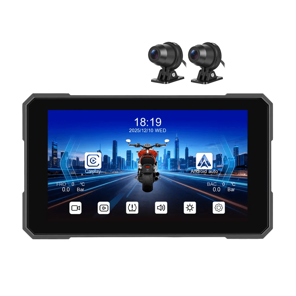 5-calowy ekran motocyklowy z CarPlay, Android Auto, AirPlay, DVR i TPMS 