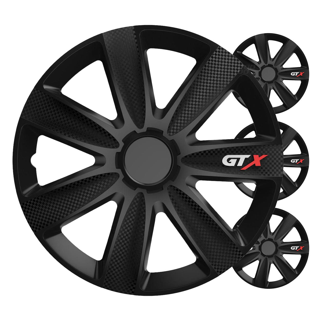 Kołpaki GTX czarne carbon do felg stalowych 15 cali