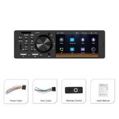 Uniwersalne - radio 1-DIN 4" z Apple CarPlay i Android Auto (przewodowe) z ekranem 4" i akcesoriami.