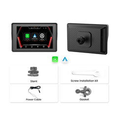 5” CarPlay do motocykla – bezprzewodowy Apple CarPlay i Android Auto (IP67), ekran z akcesoriami