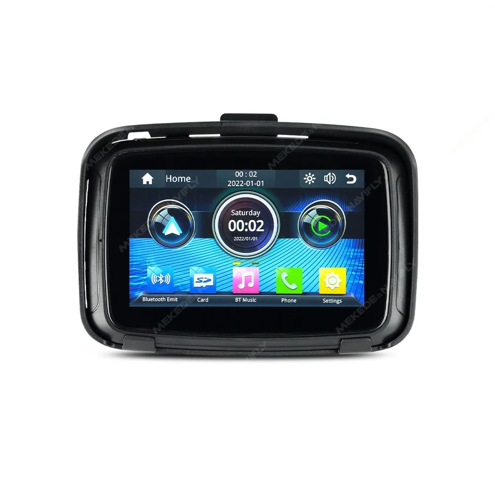 5” CarPlay til Motorcykel med Etui – Trådløs Apple CarPlay & Android Auto skærm med berøringsinterface.