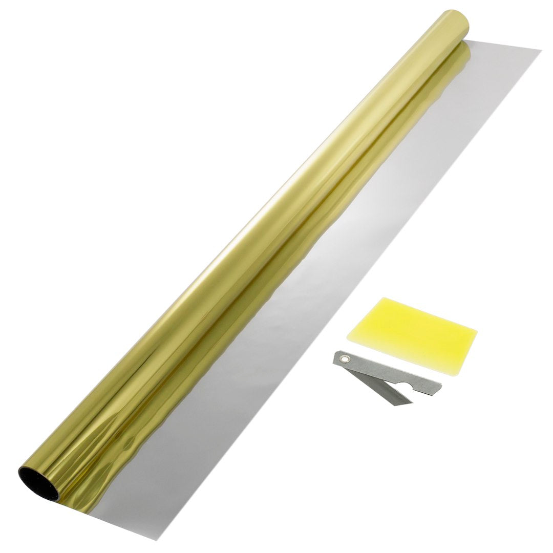Folia przeciwsłoneczna do szyb samochodowych w kolorze złotym i srebrnym 75x300 cm