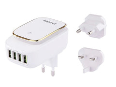 Ładowarka podróżna WAYME z 4 portami USB-A, podświetleniem LED i wtyczkami do EU, UK oraz USA