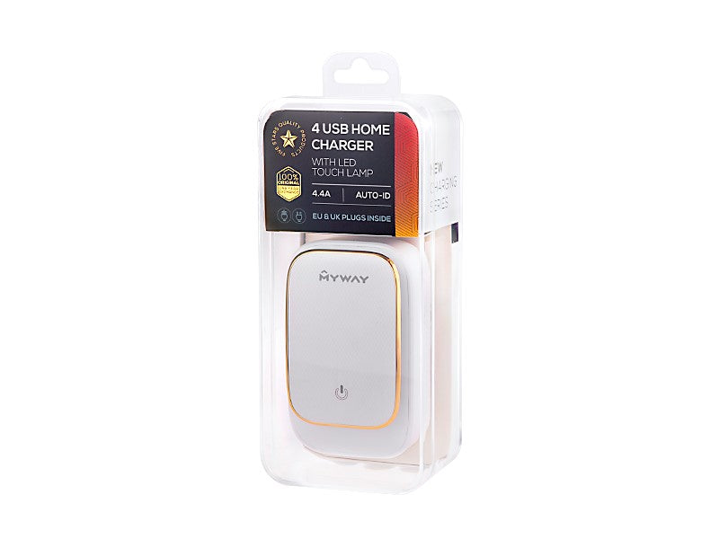 Ładowarka podróżna z 4 portami USB-A, 4,4 A i wbudowaną lampką LED