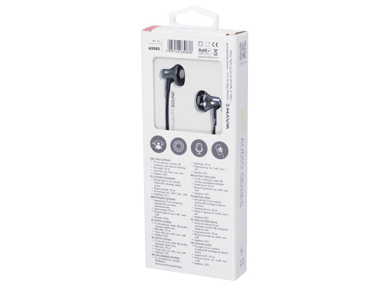 Słuchawki WAYME z przewodem 125 cm i złączem audio jack 3,5 mm