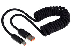 WAYME kabel do ładowania USB-C ze spiralną konstrukcją w kolorze czarnym, 50–180 cm