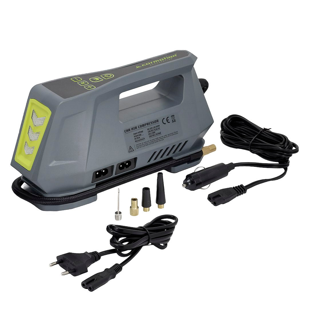 Kompresor powietrza 12V i 230V CARMOTION z cyfrowym manometrem i diodą LED