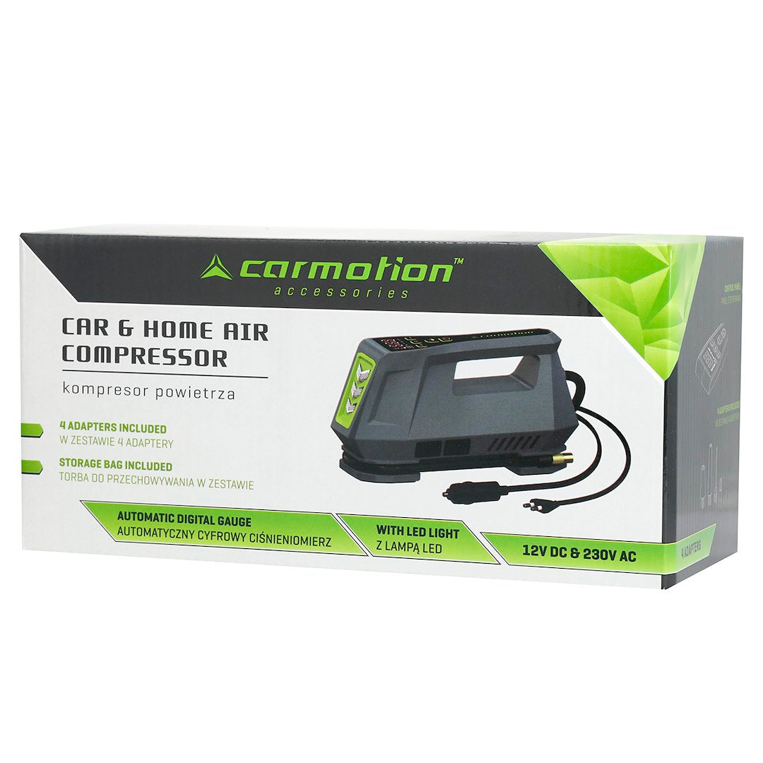 Kompresor powietrza CARMOTION z cyfrowym pomiarem ciśnienia i oświetleniem LED