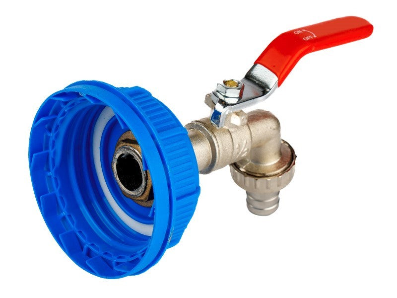 Kranik spustowy z metalowym zaworem i czerwoną nakrętką 51 mm