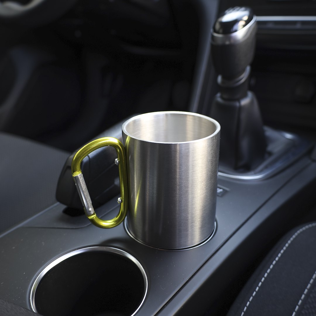Kubek stalowy 300 ml z karabińczykiem w uchwycie