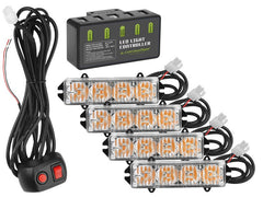 Zestaw lamp ostrzegawczych CARMOTION 12V 16W – 4 sztuki z pilotem