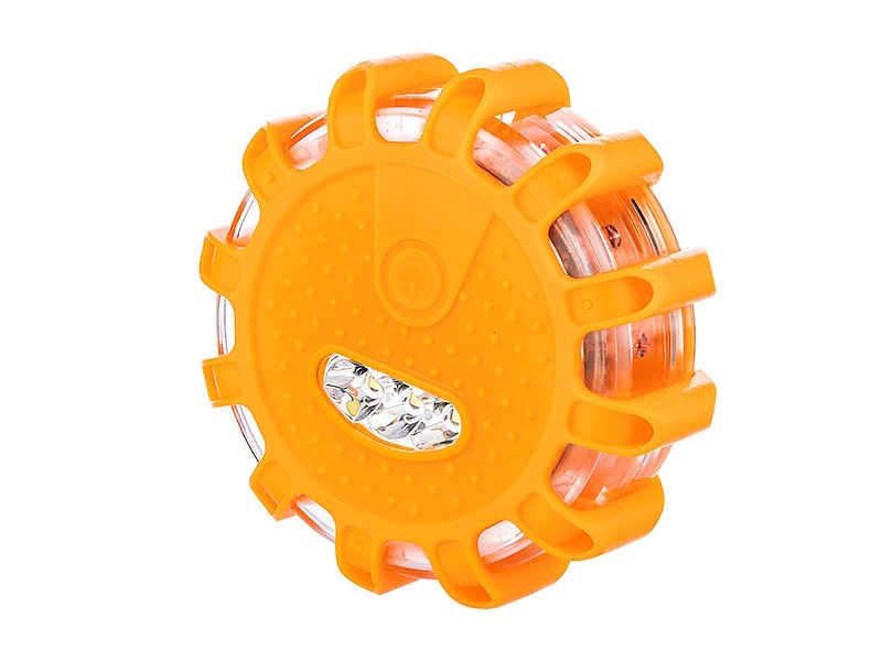 Pomarańczowa lampa ostrzegawcza z magnesem i hakiem, 12 diod LED + 3 diody LED