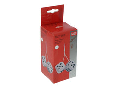 Plys terninger til bil – hvide fuzzy dice 6 x 6 cm