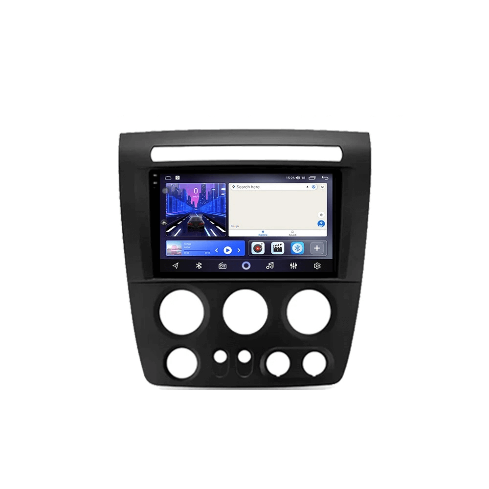 Hummer H3 05-10 - radio 9" z Apple CarPlay i Android Auto z dedykowanym ekranem dotykowym i ramką.