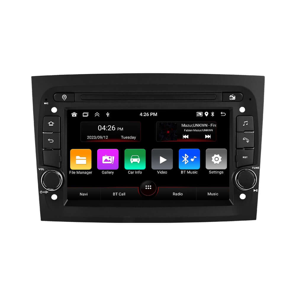 Fiat Doblo 15-20 – radio 7" z Apple CarPlay i Android Auto, z nowoczesnym interfejsem i funkcjami.