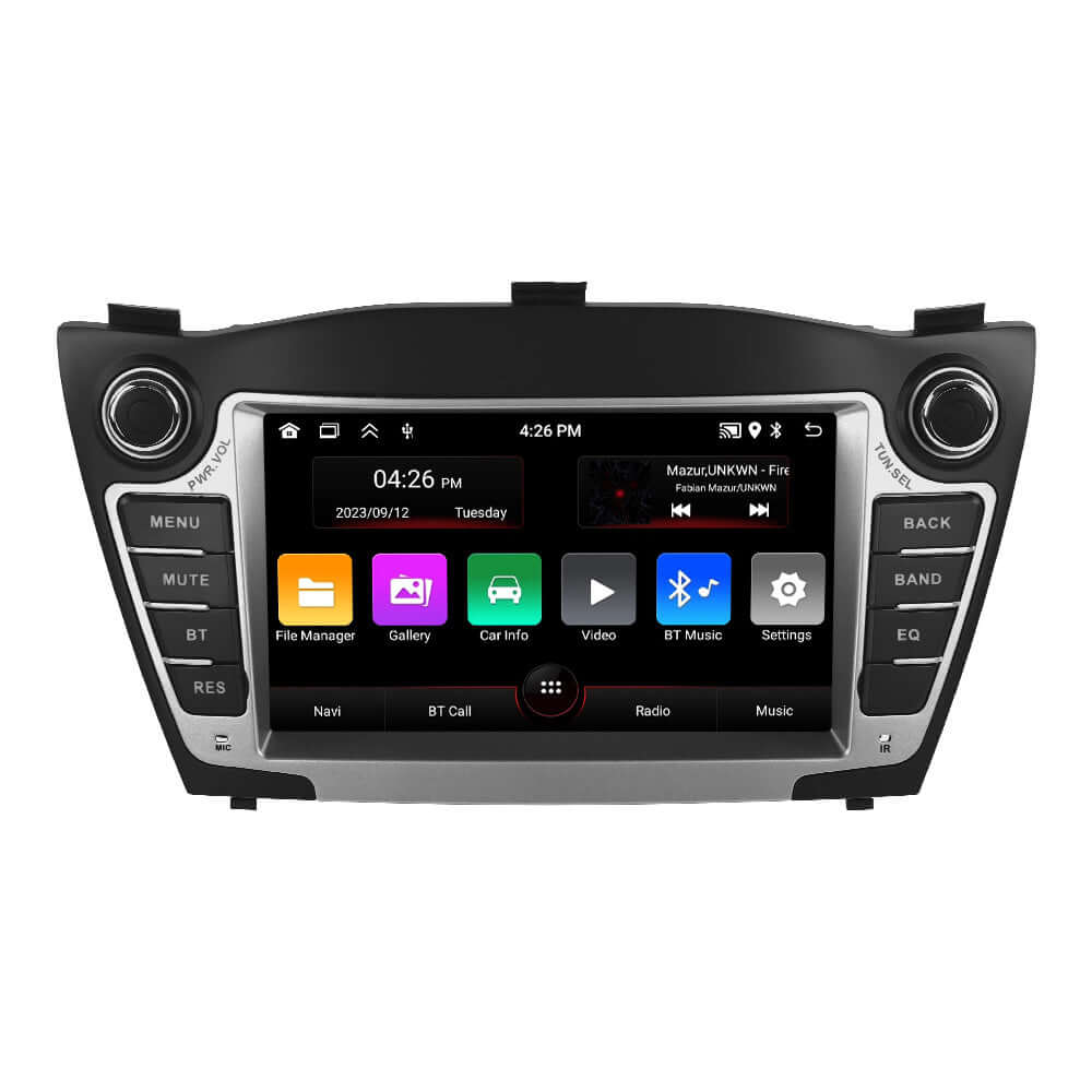 Hyundai I35 – radio 7" z Apple CarPlay i Android Auto, z nowoczesną technologią i interfejsem dotykowym.