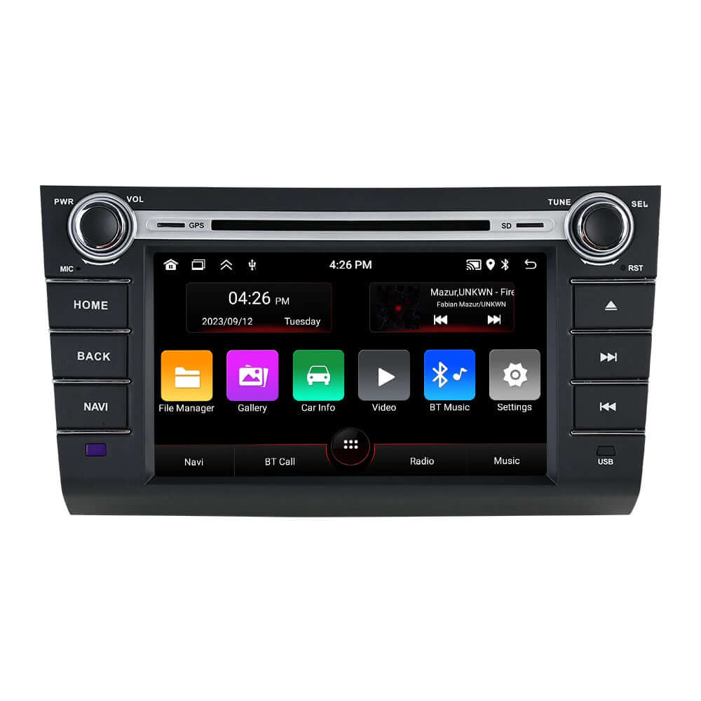 Suzuki Swift 03-10 – radio 8" z Apple CarPlay i Android Auto, zintegrowane z wnętrzem, z ekranem dotykowym.