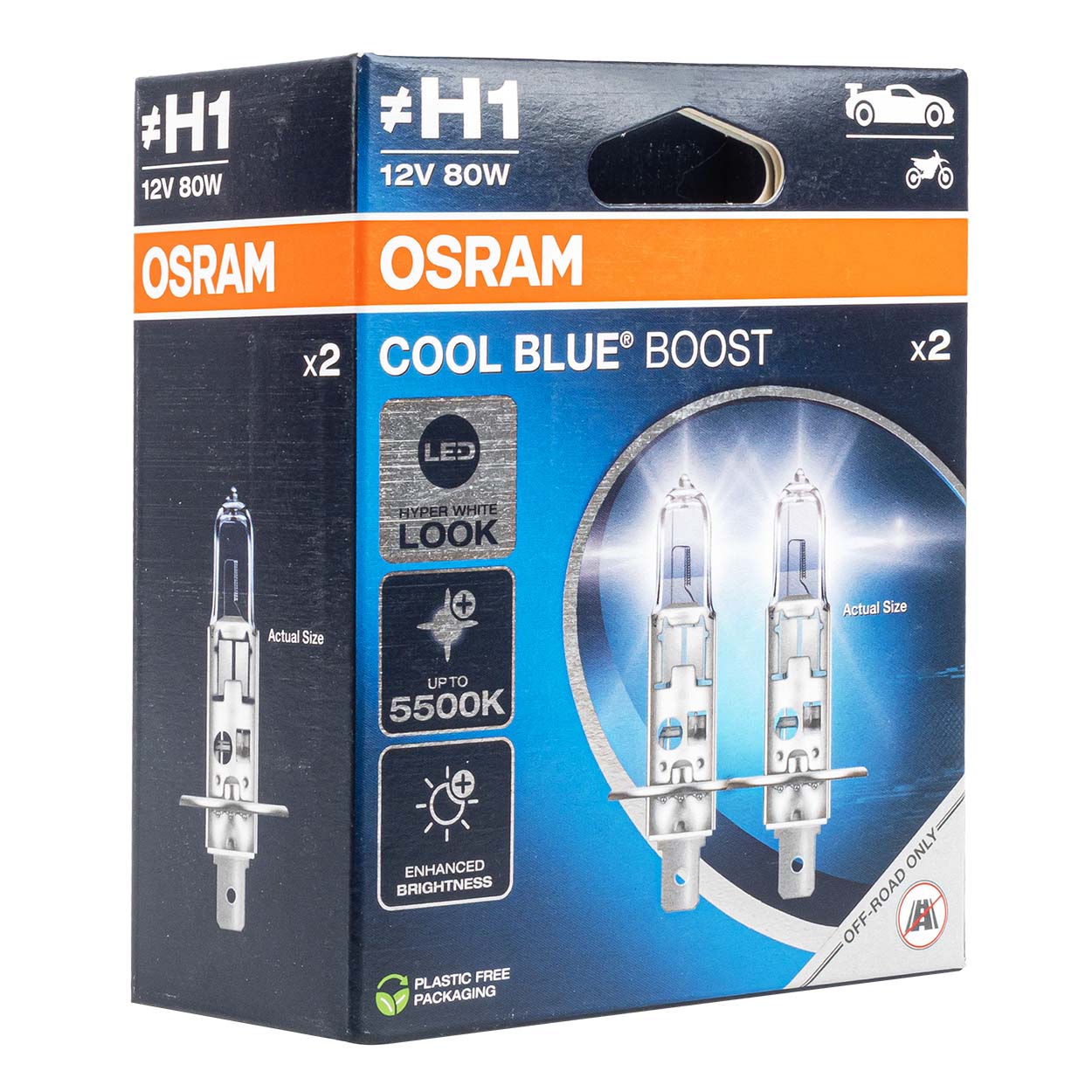Żarówki halogenowe Osram H1 12V 55W P14,5s Cool Blue Boost 5500K, 2 szt.