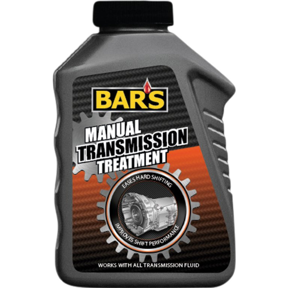 Bars manuelle gearkassebehandling flaske til transmission behandling, forbedrer gearskifte og forebygger lækager.