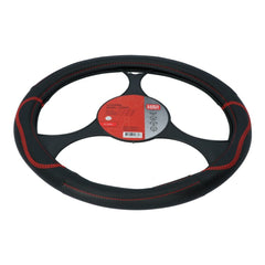 Pokrowiec na kierownicę Carpoint z ekoskóry PU, czarny z czerwonymi detalami, 37–39 cm 