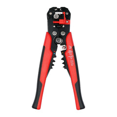 Automatyczne szczypce do zdejmowania izolacji i zaciskania 3 w 1 z czerwono-czarną rękojeścią, idealne do profesjonalnego użytku.