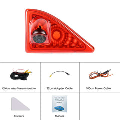 Kamera cofania do Nissan NV400 / Opel Movano / Renault Master (2010–2016) z czerwonym światłem i akcesoriami.
