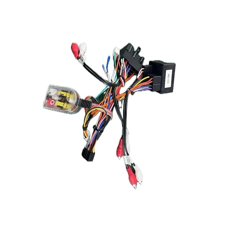 Kabel radiowy do Audi z systemem Bose – zdjęcie produktu radia Bilmedie 7" i 9" z połączeniami kablowymi