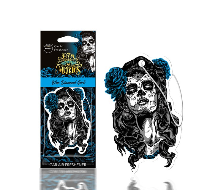 Wielokolorowy zapach do samochodu Dia de los Muertos Blue Diamond Girl z celulozy